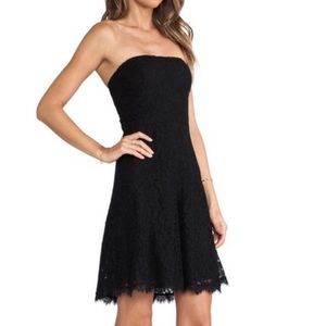 DVF Lace Strapless Dress in Black